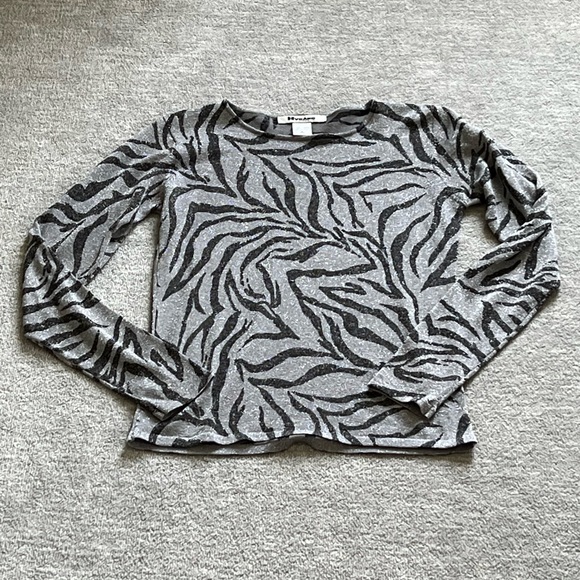 Nygard Collection Sparkly Silk Blend Zebra Print Top - Picture 3 of 7